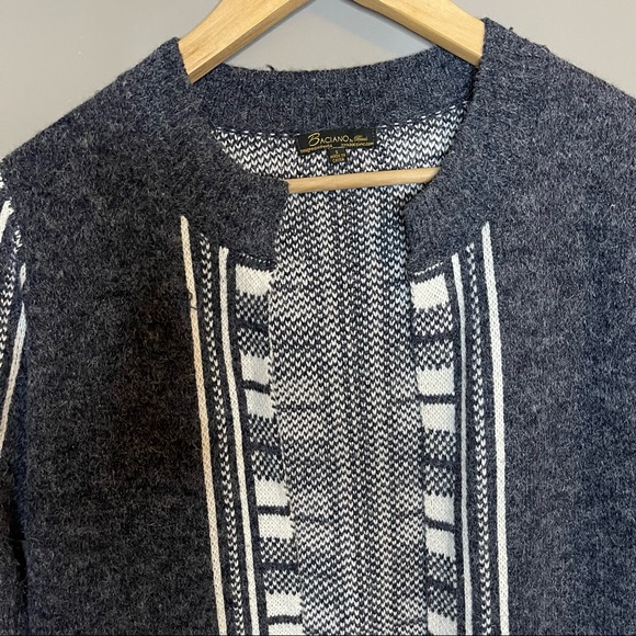 Baciano Long Line Cardigan Small Grey Striped Pattern - Picture 3 of 5